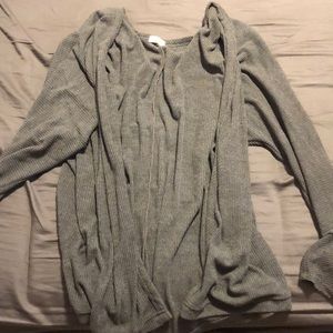 gray cardigan